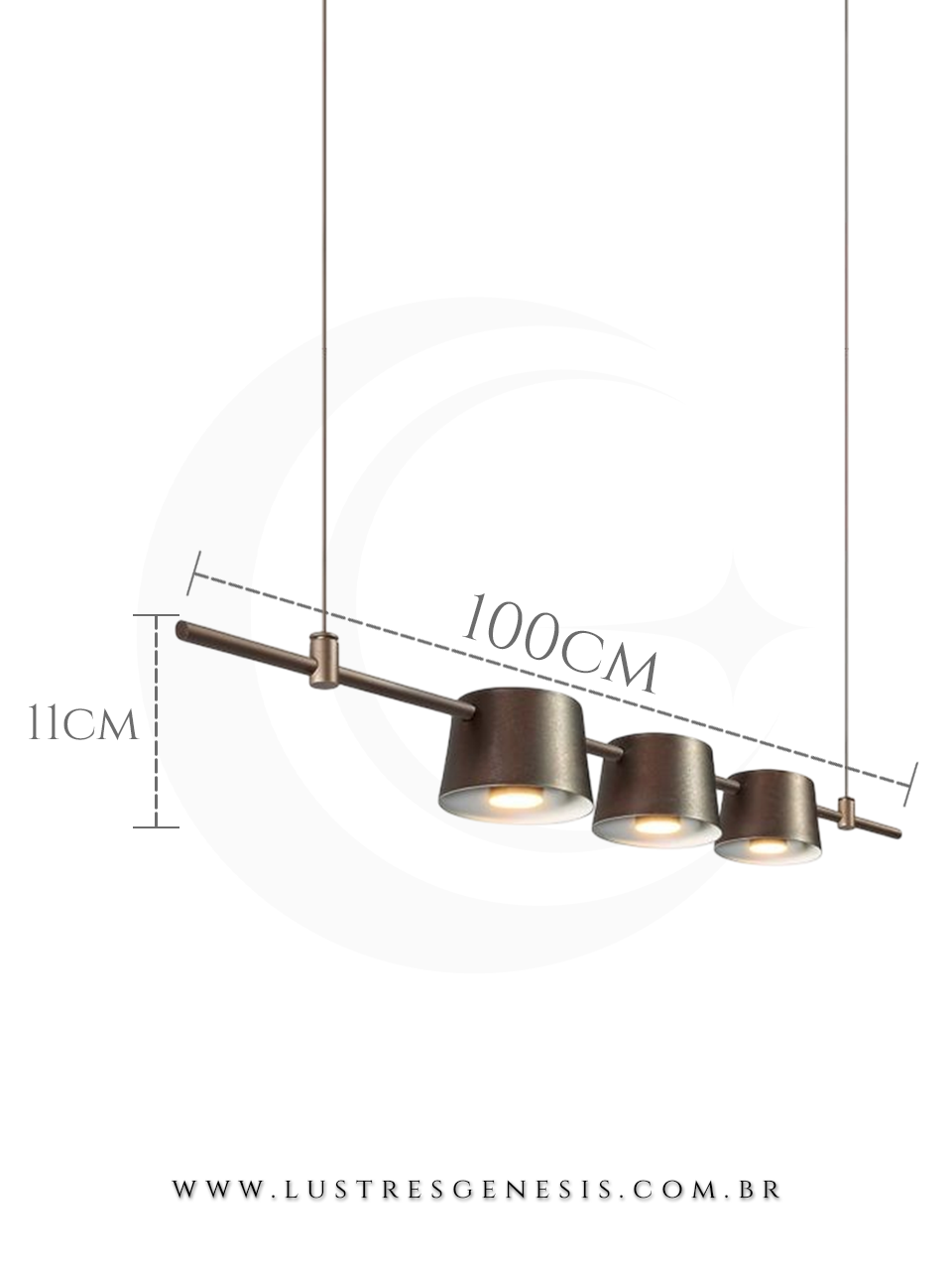 Pendente de Teto Nina B3 Aluminio LED Integrado Lustre para Mesa de Jantar, Balcao de Cozinha, Bancada Area Gourmet e Quarto Casal